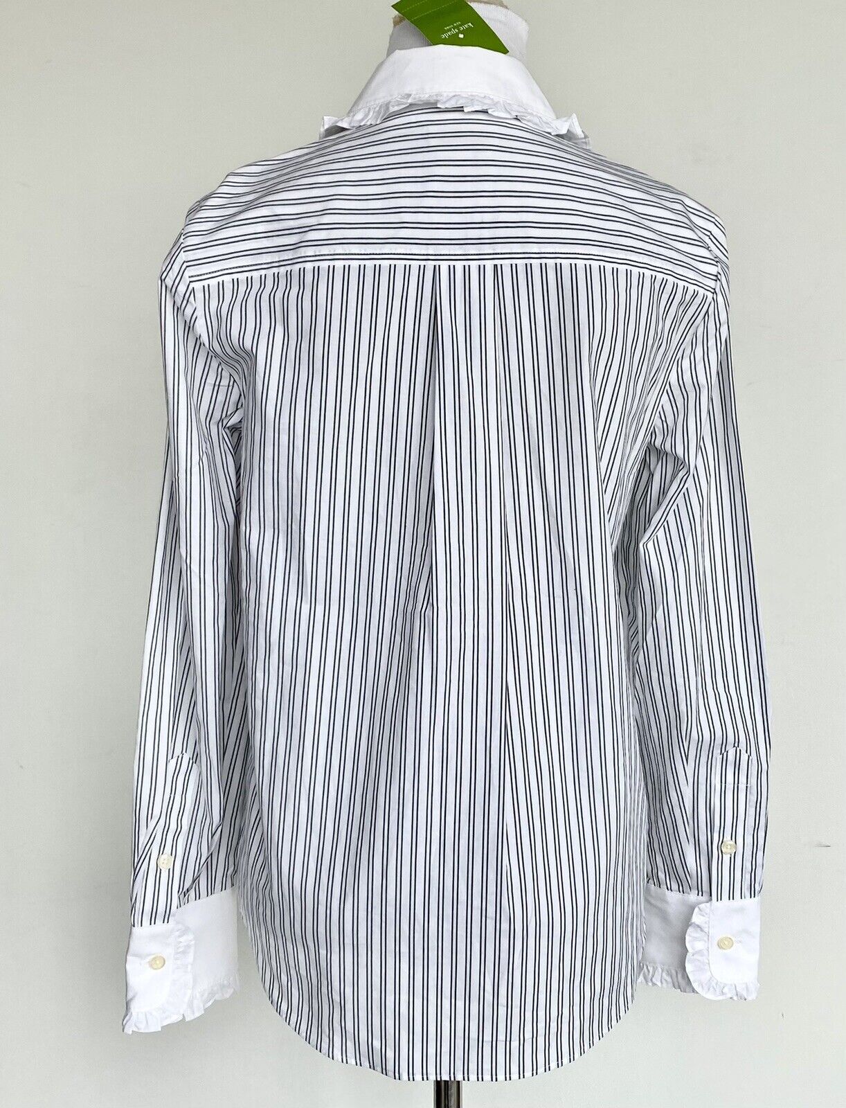 Kate Spade Embroidered Stripe Ruffle Shirt Retail $168 Price $69 Size XS NWT