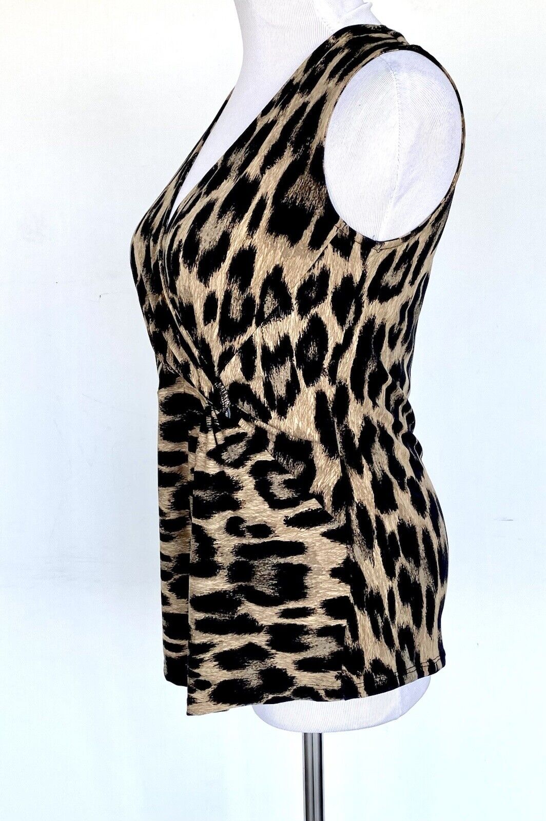 Joe Fresh Leopard Stretch Ruched Top Price $33 NWOT XS Sleeveless