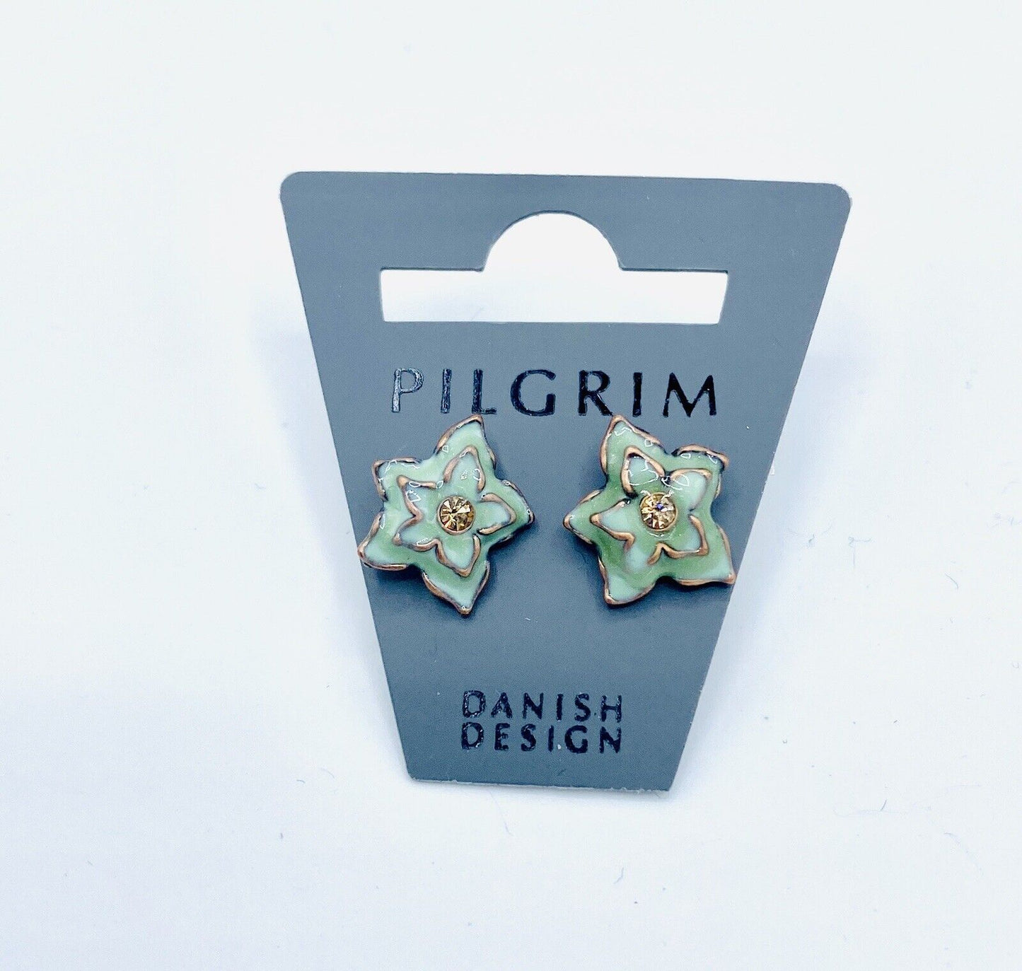 Pilgrim 14 carat Rose Gold plate enamel Stud earrings Swarovski Crystal $12
