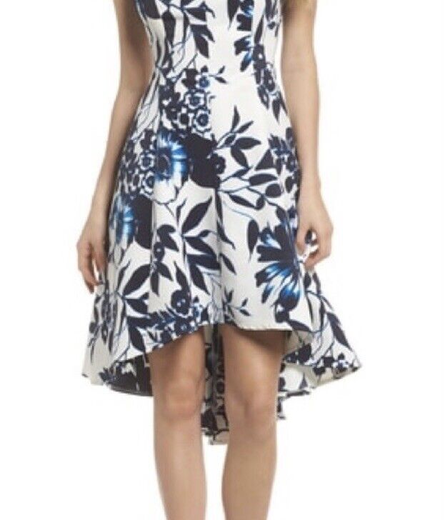 Eliza J  Blue & White Floral Dress. Hi-Lo Skirt NWT Retail $188 Price $88 Size 6