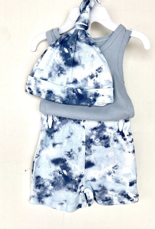 chickpea 3 Pc Set Tie Dye Retail $24 Price $18 3-6 Months NWT Body Hat Shorts