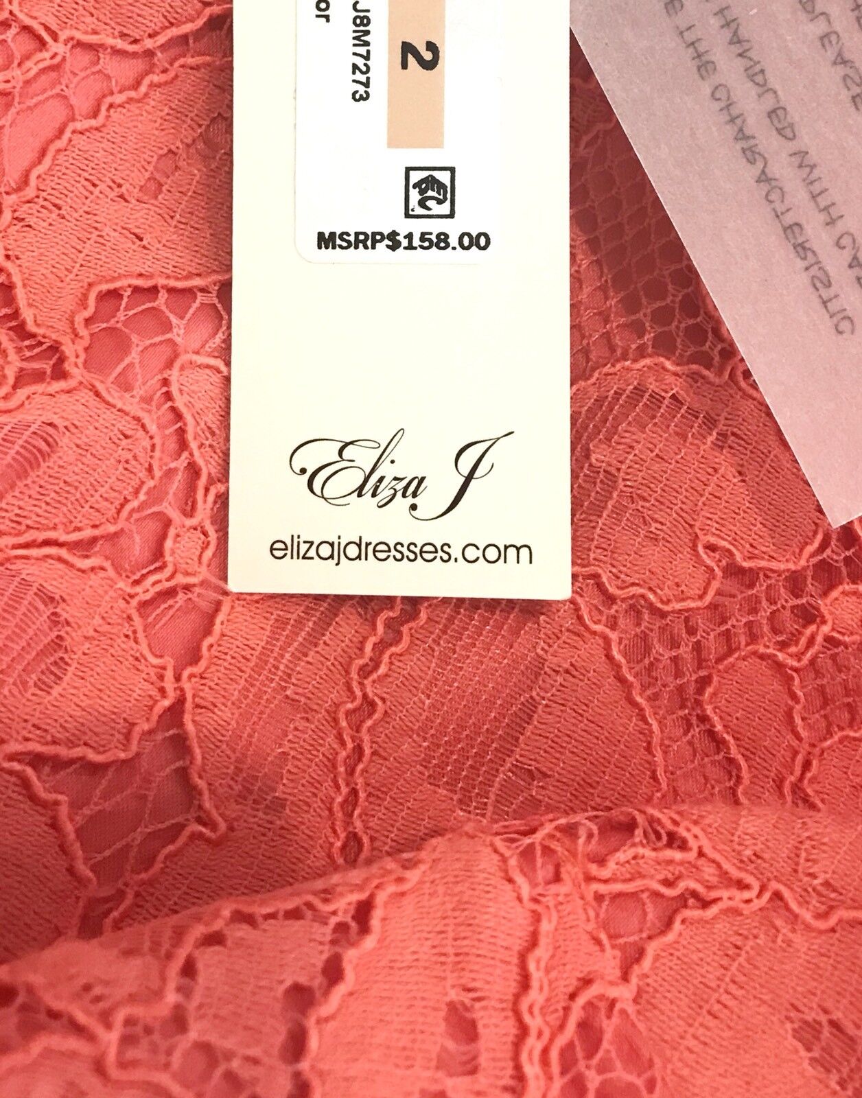 Eliza J Pink Coral Orange Lace Shift Dress NWT Retails $158 Price $69 Size 2