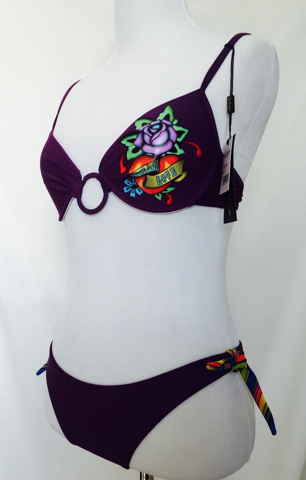 Envya Purple Bikini.Rose Heart Picture NWT Size S. PRICE $28