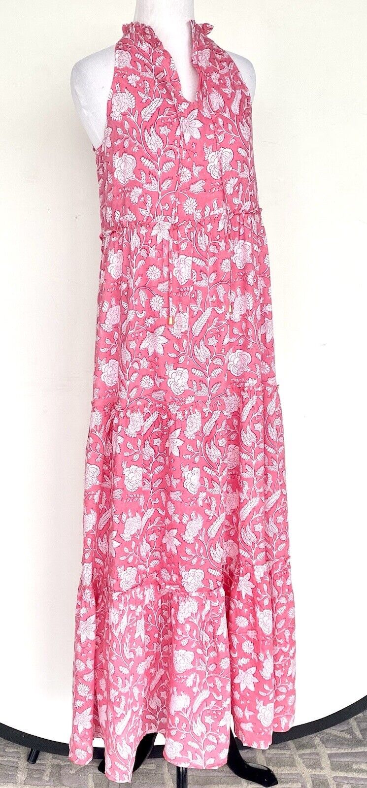 J Marie Emilia Rose ruffle tier maxi dress size S Retail $188 Price $85