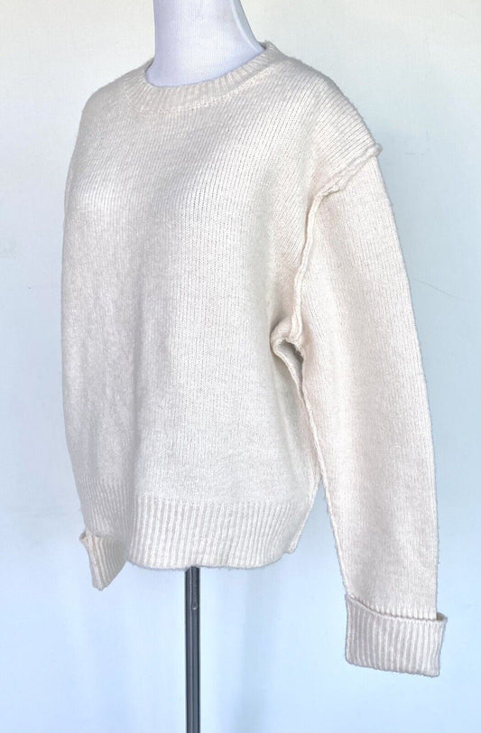 Aqua Ivory Seamed Long Sleeve Sweater Retail $78 Price $45 S NWT