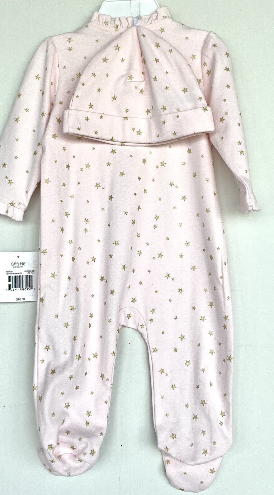 Little Me 2 Piece Bodysuit With Hat Pink Sparkle Stars 9 Months NWT Price $16