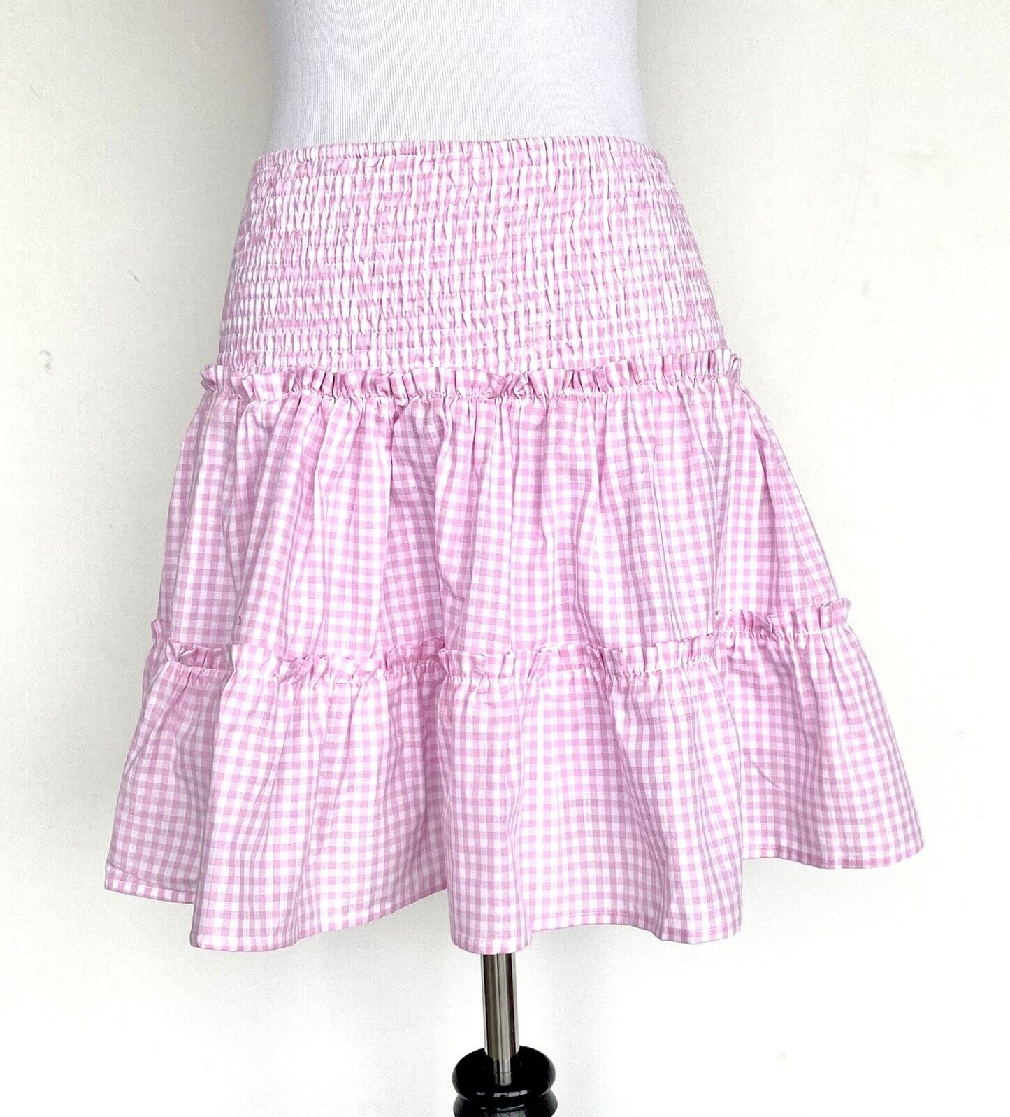 J Marie The Dorothy Skort size L Retail $70 Price $49 NWT smocked Tiered gingham