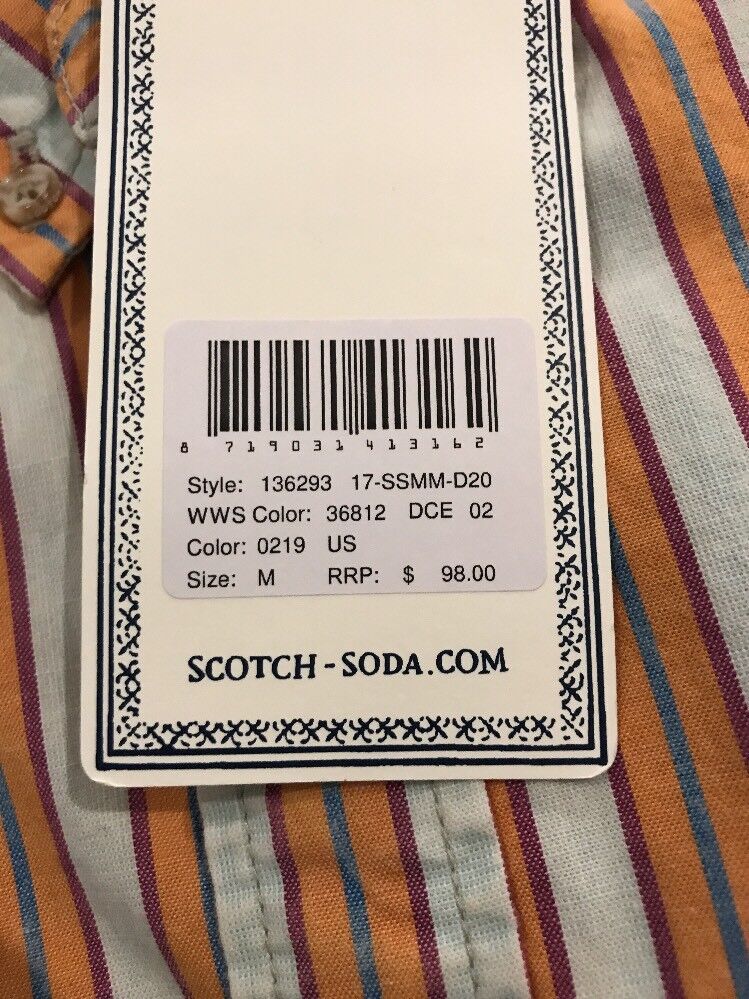 Scotch & Soda Striped LS Cotton Shirt. NWT Medium Retail $98 Price $59