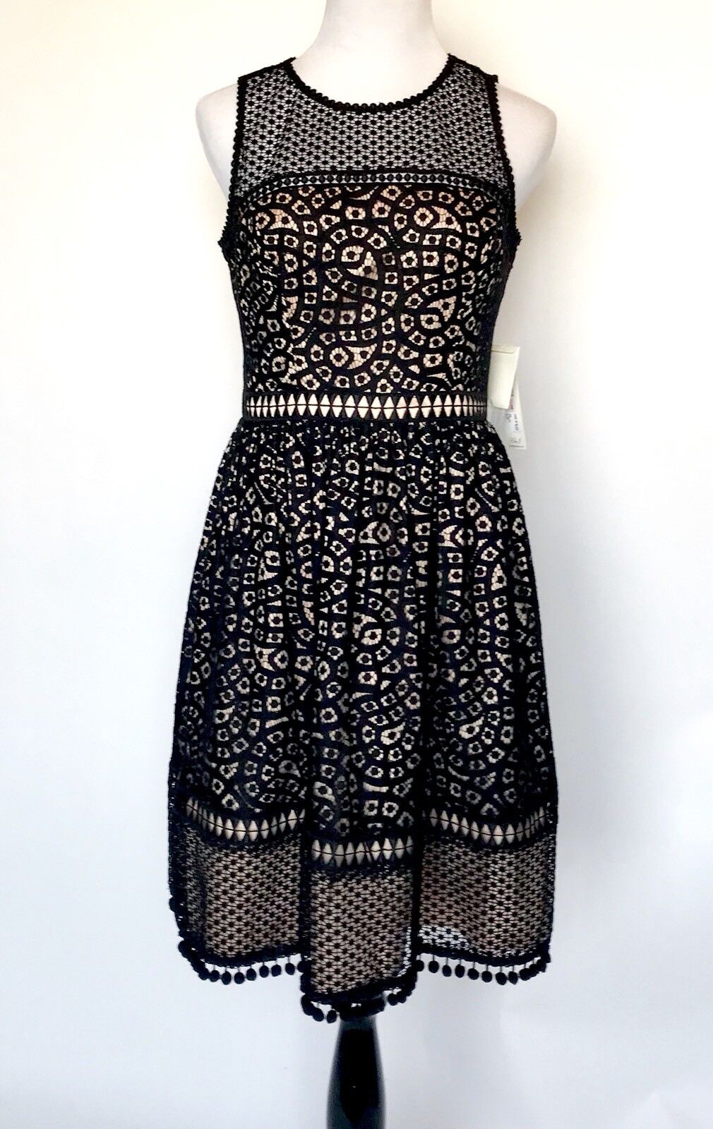 Eliza J  Black Lace Crochet Net Skirt  Dress NWT Retails $178 Price $82 Size 10