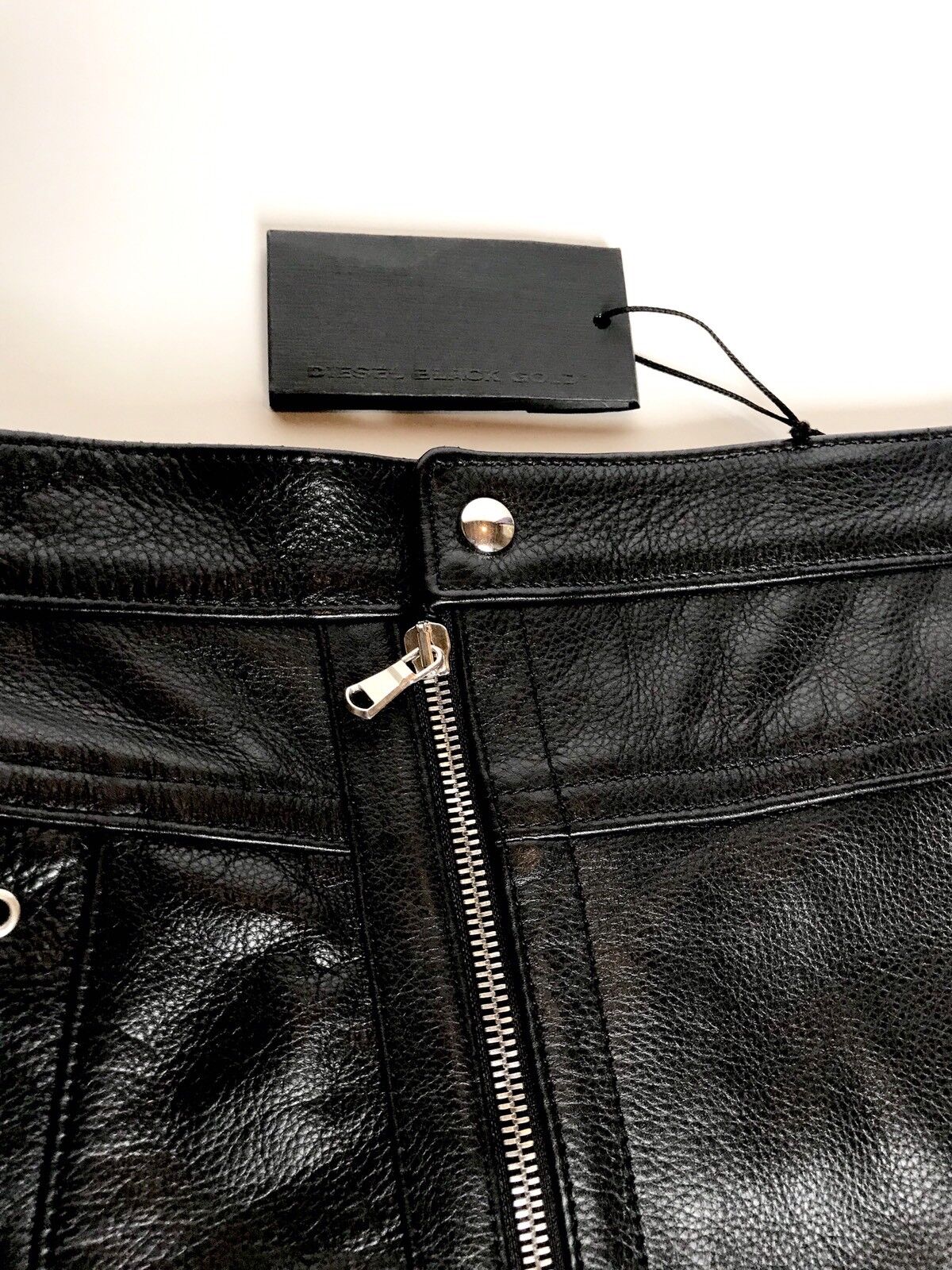 Diesel Black Gold Label Leather Lace Up Skirt 40 US 4 Retail $750 Price $299 NWT