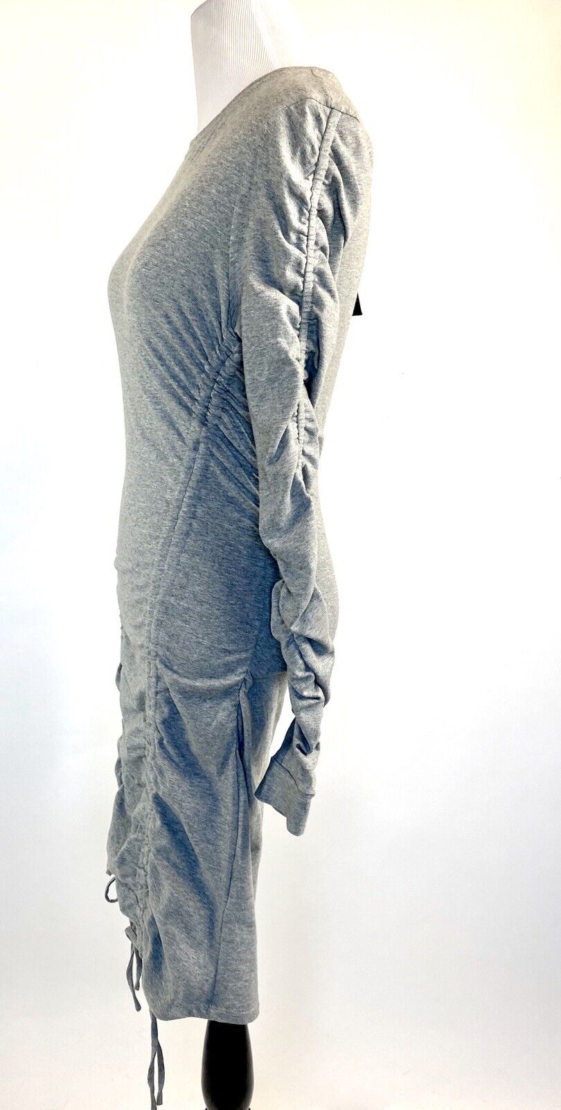 Kendall + Kylie Grey Ruched LS Stretch Dress S Retail $118 Price $72