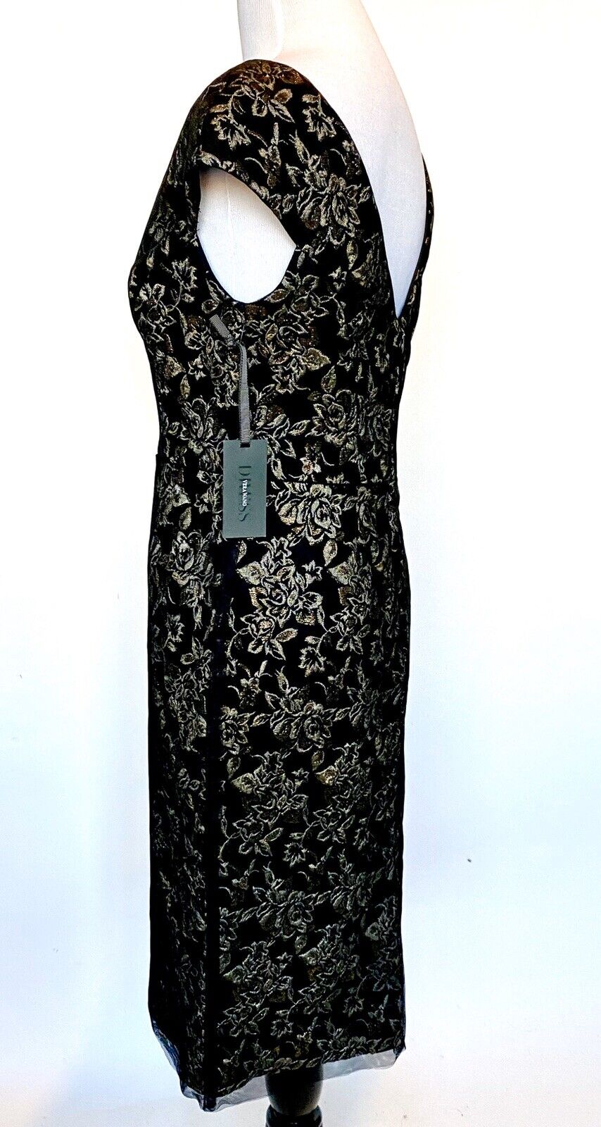 Vera Wang Black & Gold Metallic Party Cocktail Dress 2 Retail $299 Price $98 NWT