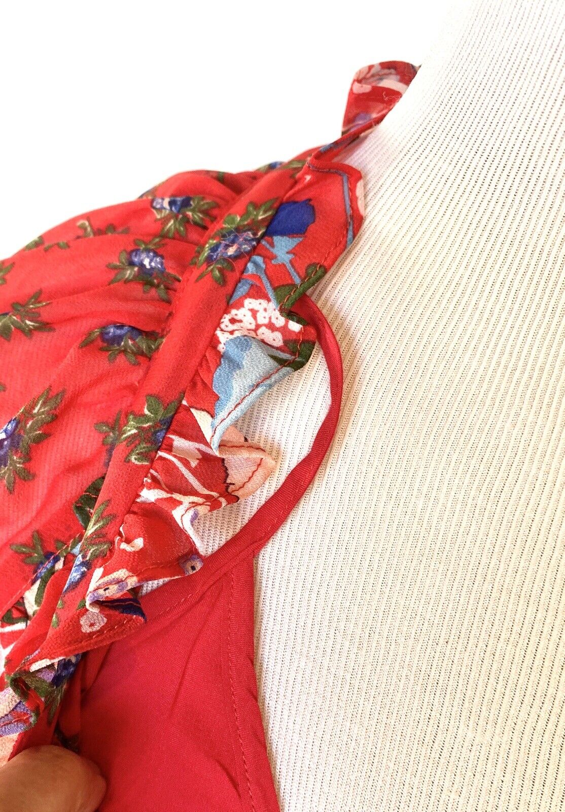 Beltaine Red Boho Gauze Peasant Style Dress Retail $188 Price $48 XS NWT