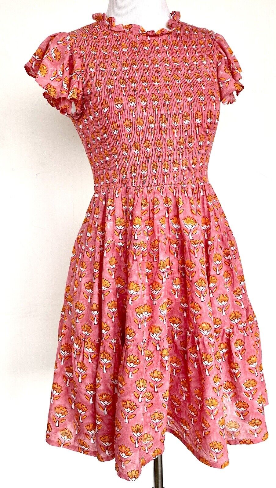 J Marie Elena Smocked Ruched Tiered Dress size M Retail $158 Price $70 NWT