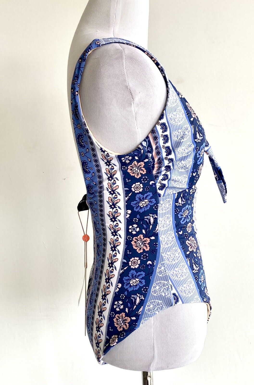 MinkPink Bounty Tie Front Crochet Edge Size S  Cutout Retail $119 Price $49 Blue