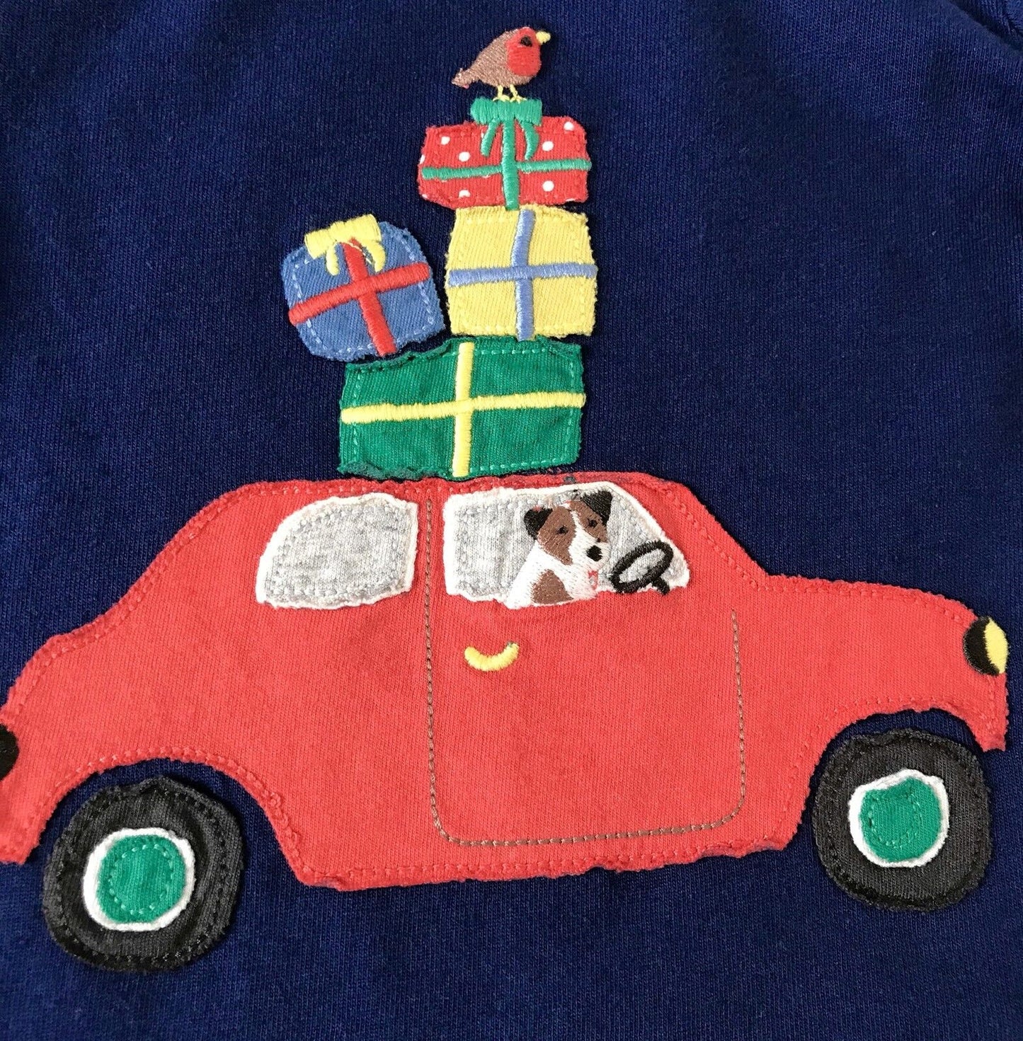 Mini Boden  Car & Dog Appliqué  Top 0-3 Month Retail $25 Price $18.75 NWT