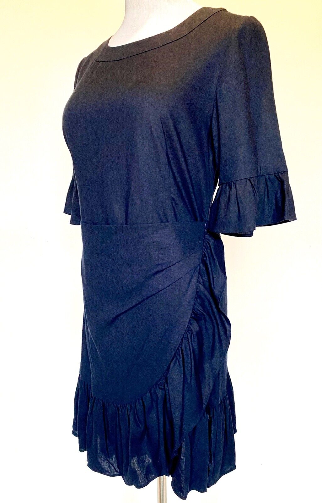Le Gali Ruffle Wrap Front Linen Mix Dress Size S Retail $139 Price $38 NWT