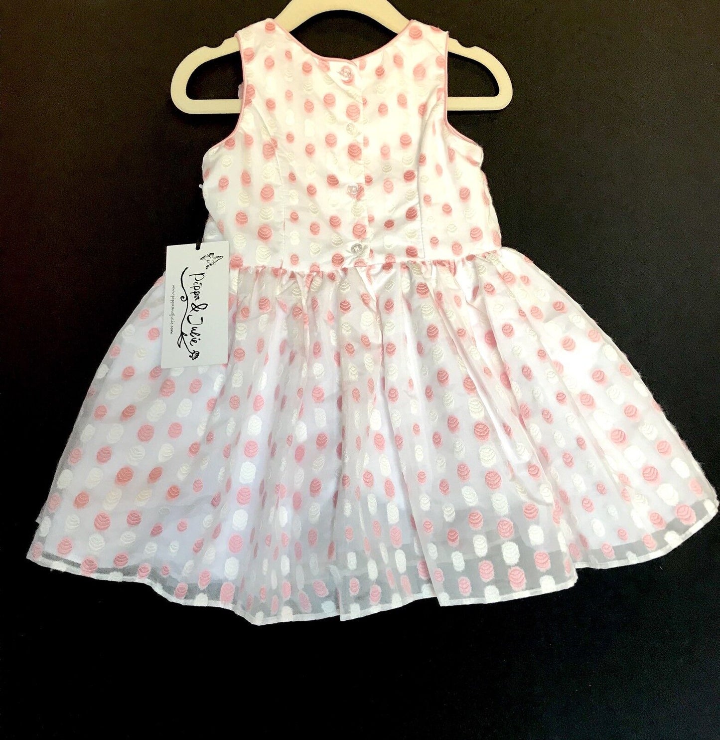 Pippa & Julie Pink & White Spot Stitch Dress. Retail $68 Price $29 2T NWT
