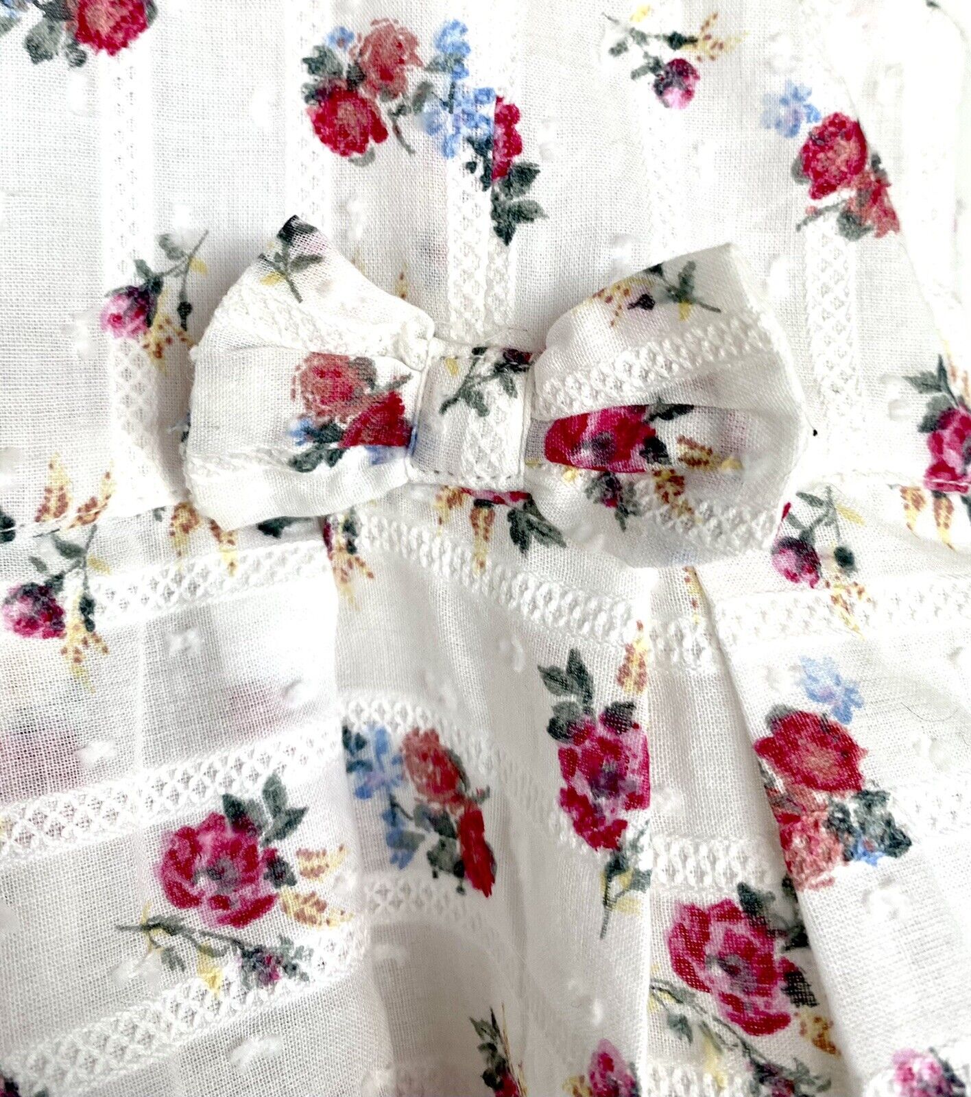 Monsoon London Rose Bow Dress Embroidery 3-6M Stitched Stripe Price $35