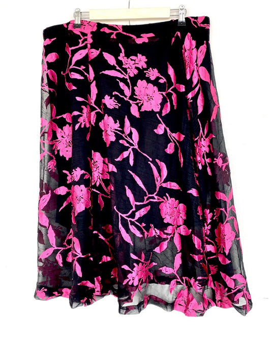 Alfani black & pink floral burnout skirt 18X Retails $89.50 Price 49 Chiffon