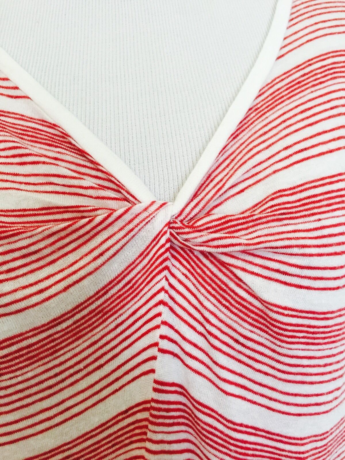 AllSaints Ile Stripe Linen Mix Red Ivory Tee. NWT Retail $70 Price $32 Size M