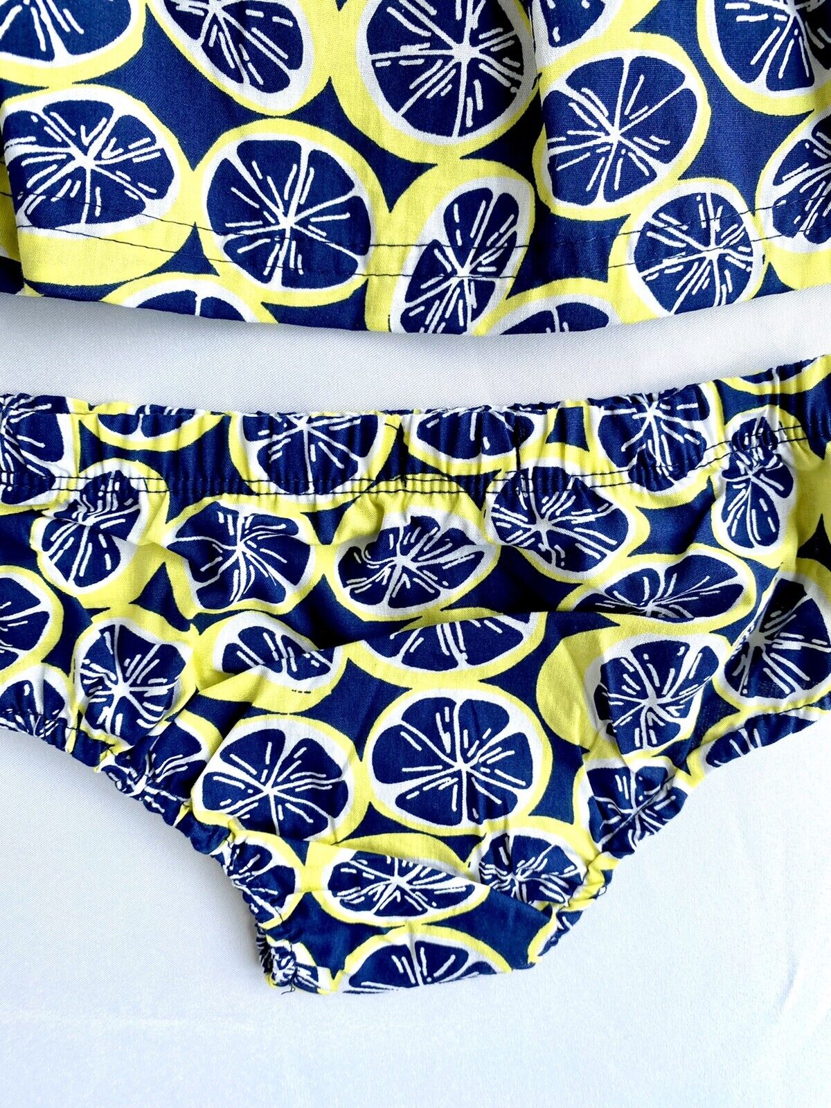 Quiltex Yellow & Blue Lemons Dress & Panties Set. NWT Price $26 3-6 Months