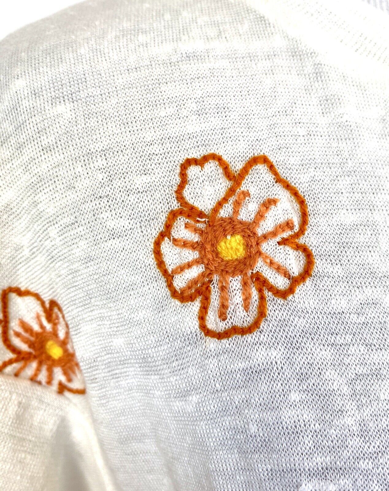 BannerDay Ivory Linen Embroidered T-Shirt Top S (2) Retail $172 Price $45 NWT