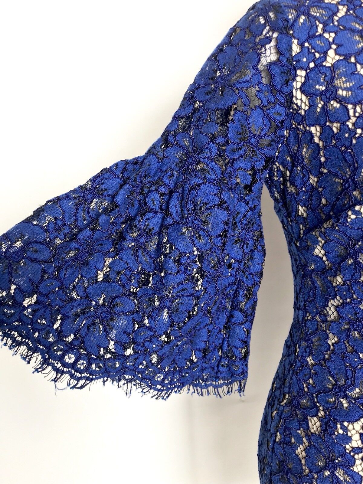 Alexia Admor Blue Lace Dress. Ruffle Bell Sleeve. Retail $265. Price $125 XS NWT