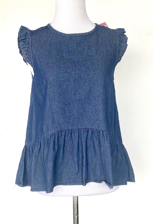 Kate Spade Indigo Chambray Flounce Top NWT Retail $148 Price $84 Size 0