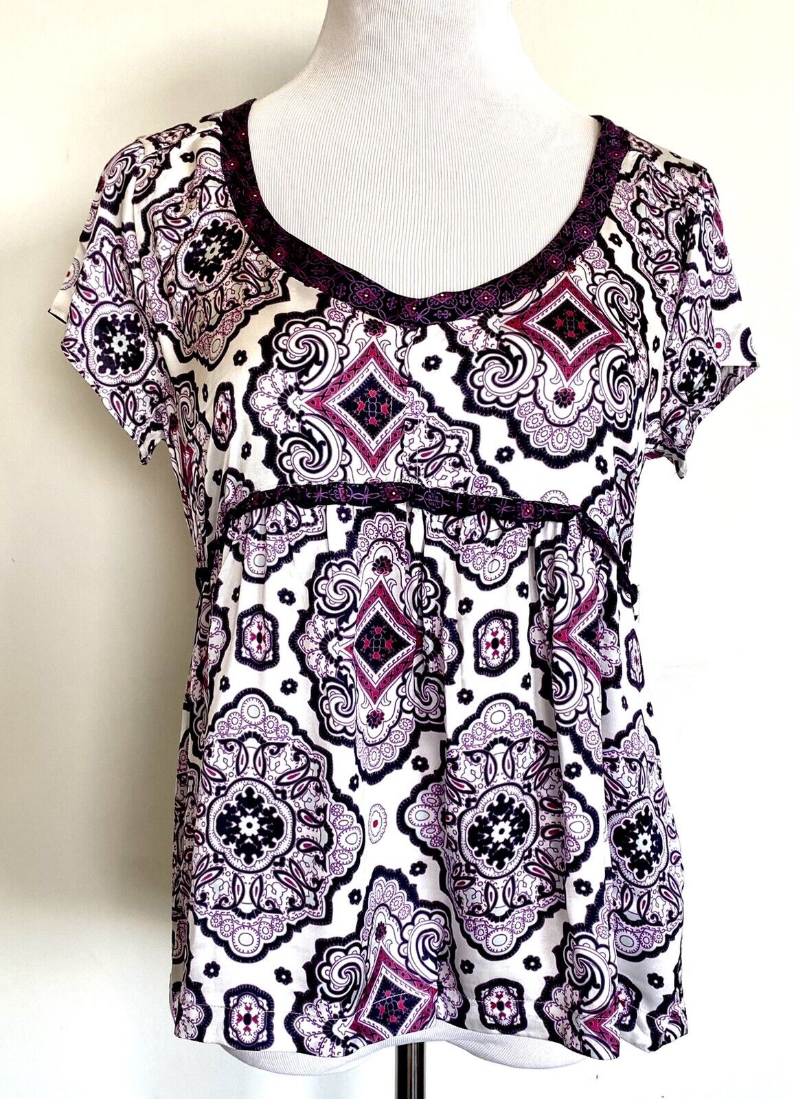 Odd Molly free floating blouse Lilac Purple White Size 2 Price $45