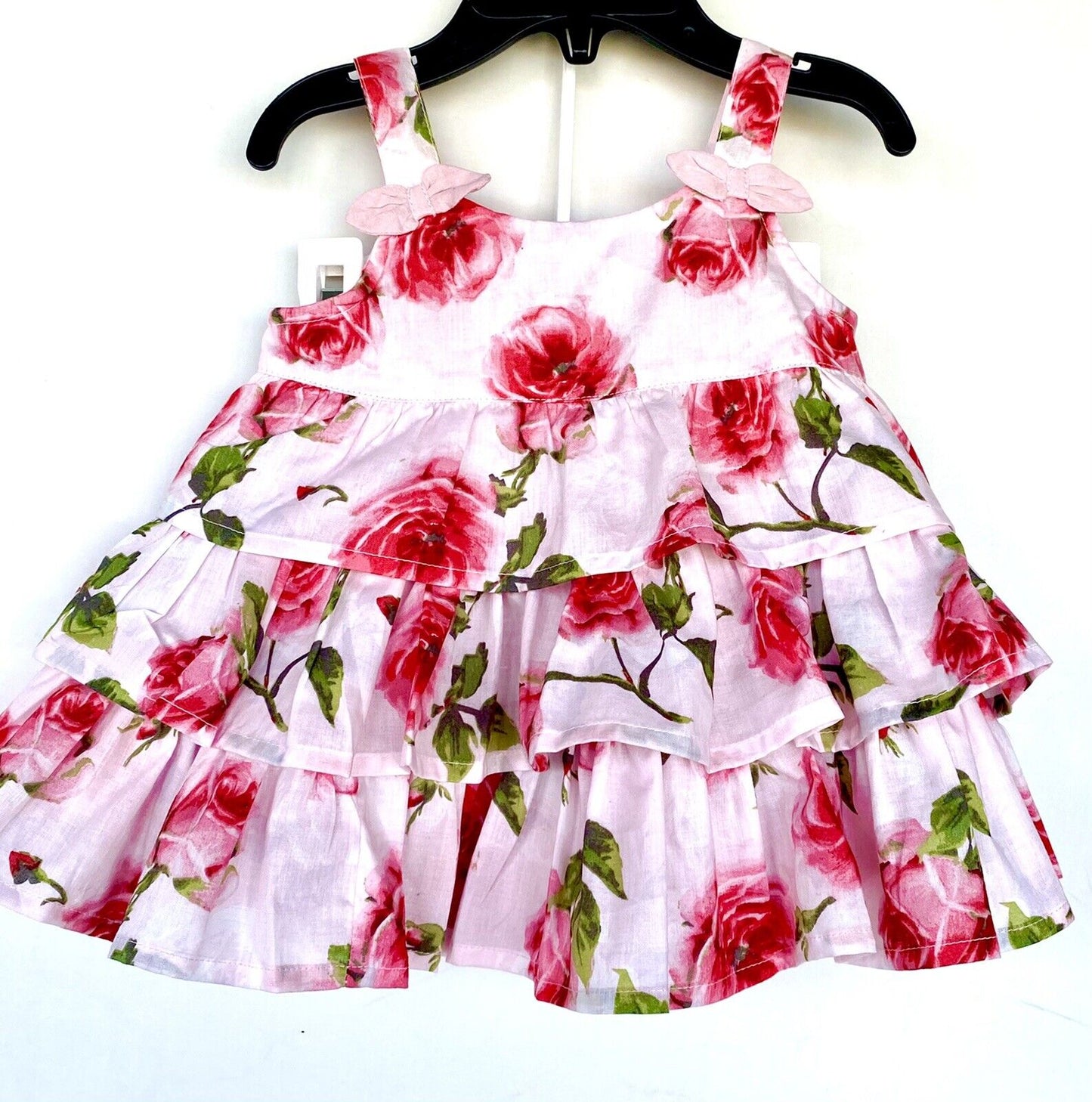 Monsoon 2 Pc Rose Print Dress & Bloomer Short 12-18M Price $35 NWT  Tiered