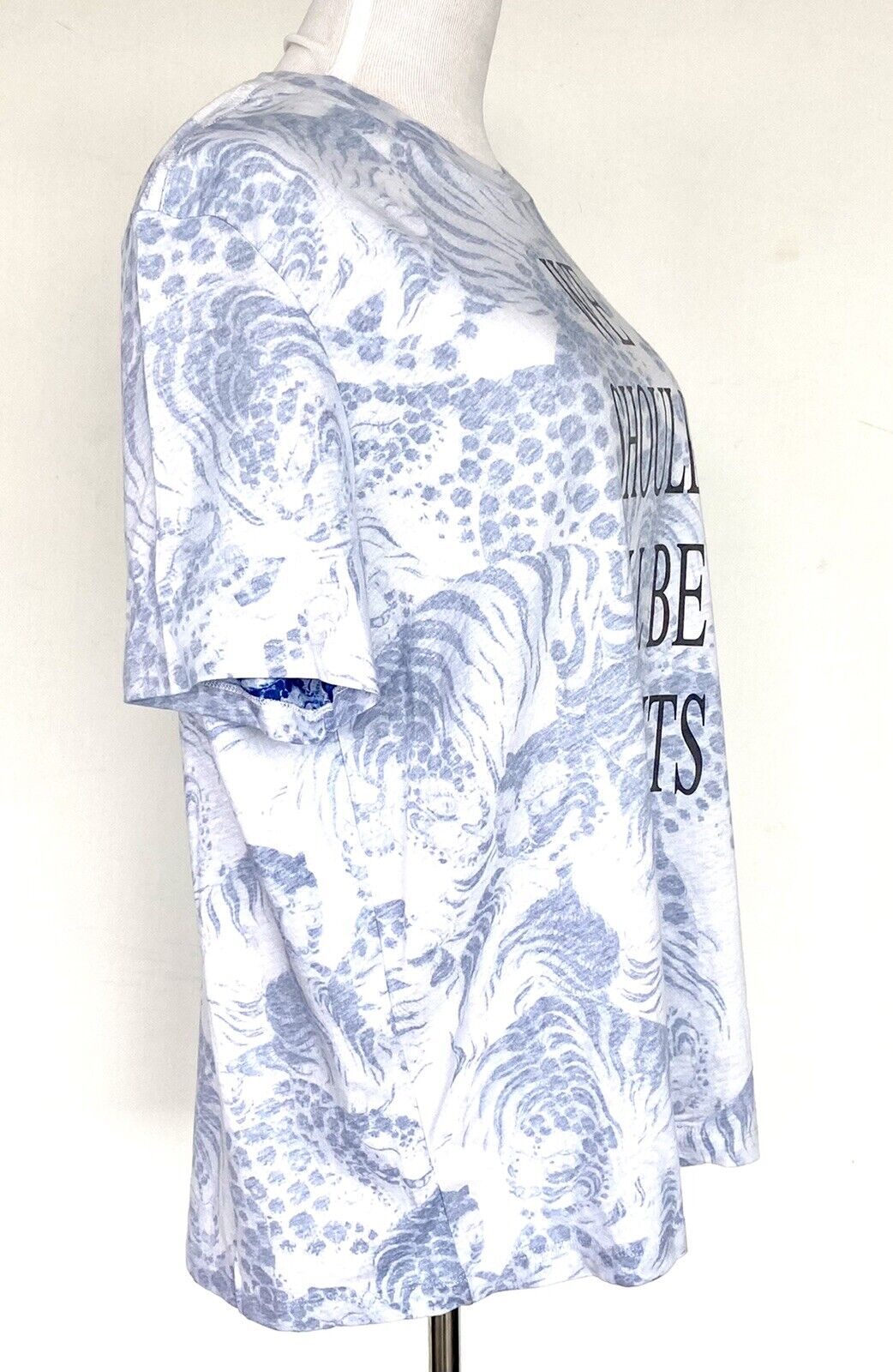 AllSaints Reverse Boyfriend Tee NWT Retails $69 Price $49.50 Size L Blue White