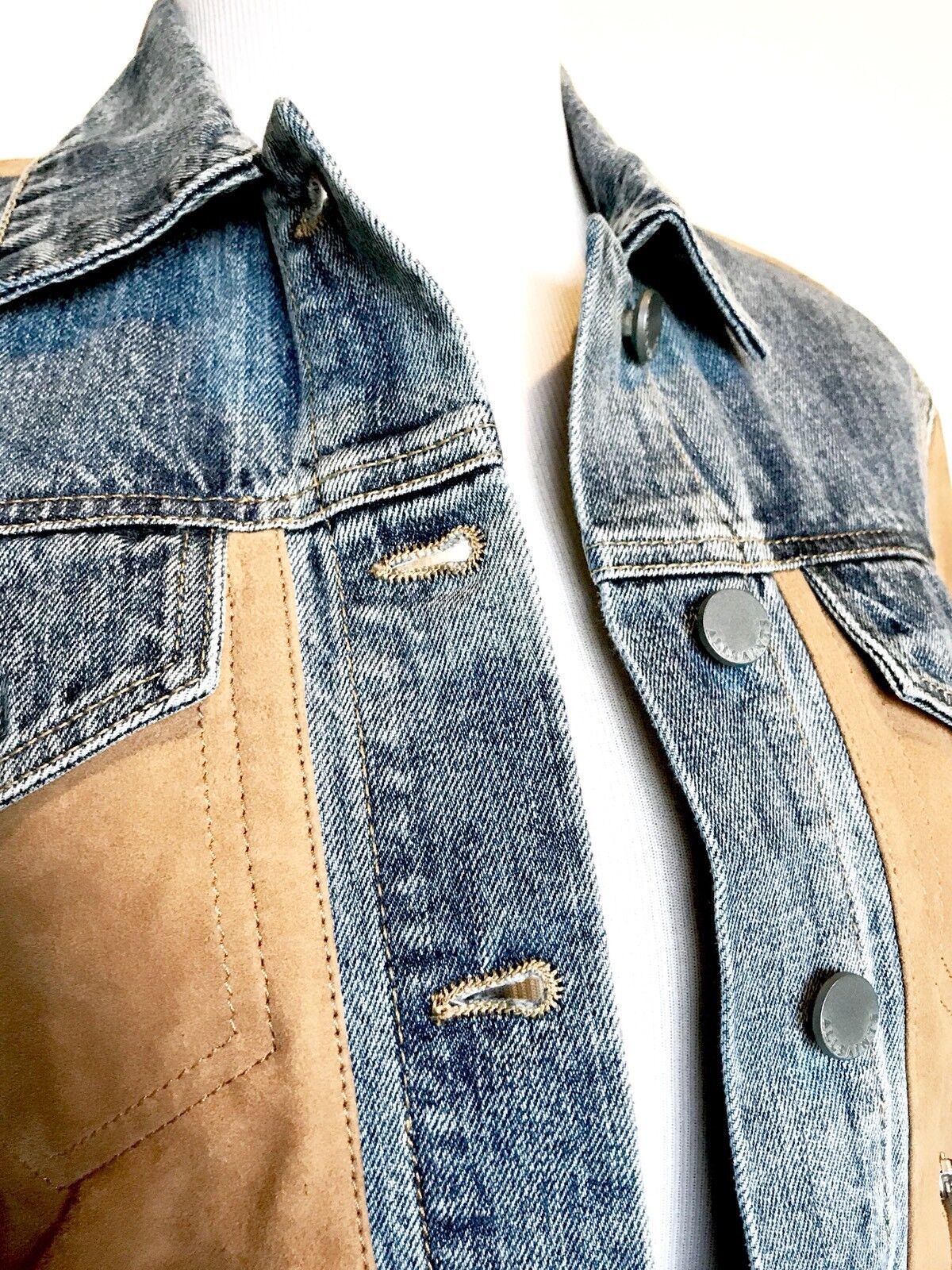 AllSaints Curtis Denim & Suede Leather Jacket NWT Retail $725 Price $335 Size 0