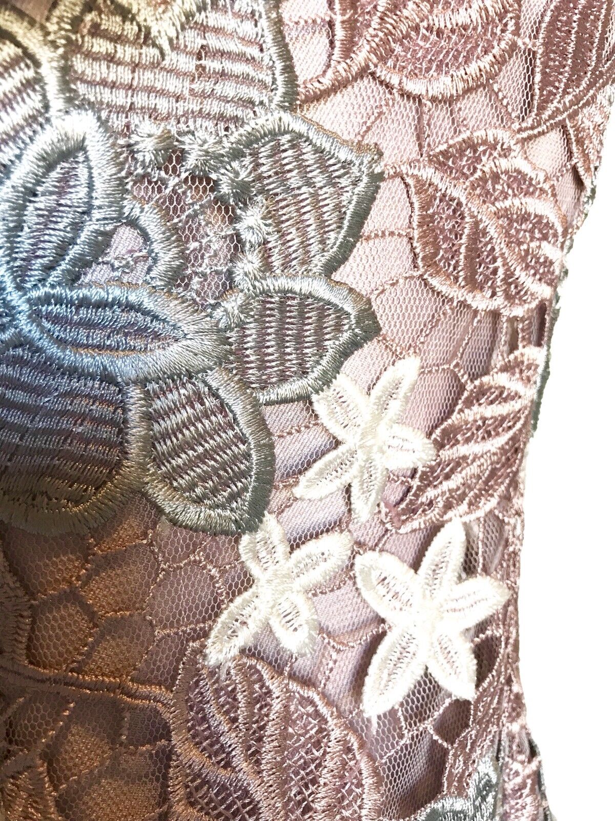 Adrianna Papell Pale Lilac Lace Body Formal Dress Size 8 Retail $229  Price $139