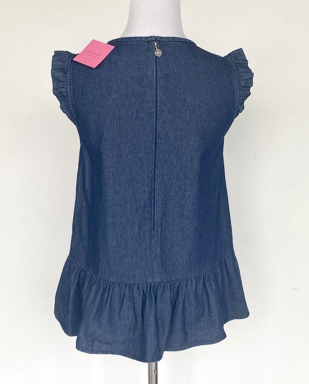 Kate Spade Indigo Chambray Flounce Top NWT Retail $148 Price $84 Size 0