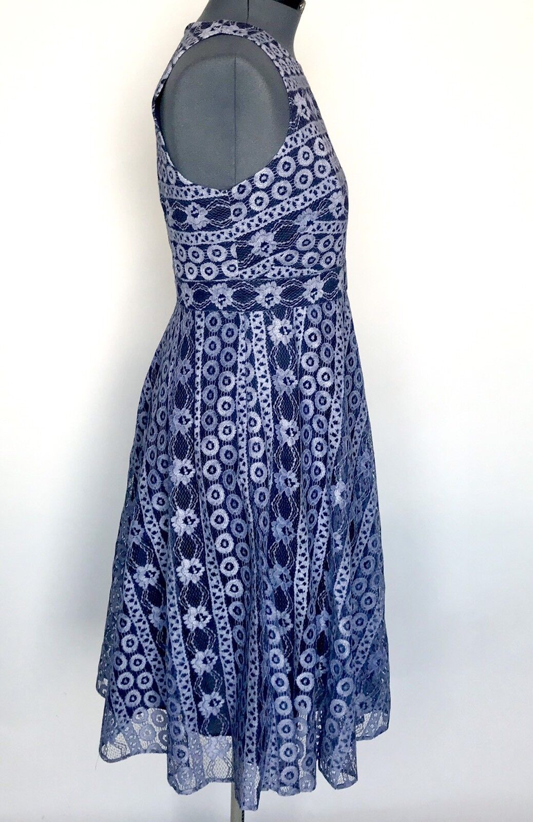 Eliza J Navy Blue & Lilac Lace Dress  NWT Retails $178 Price $69 Size 14P