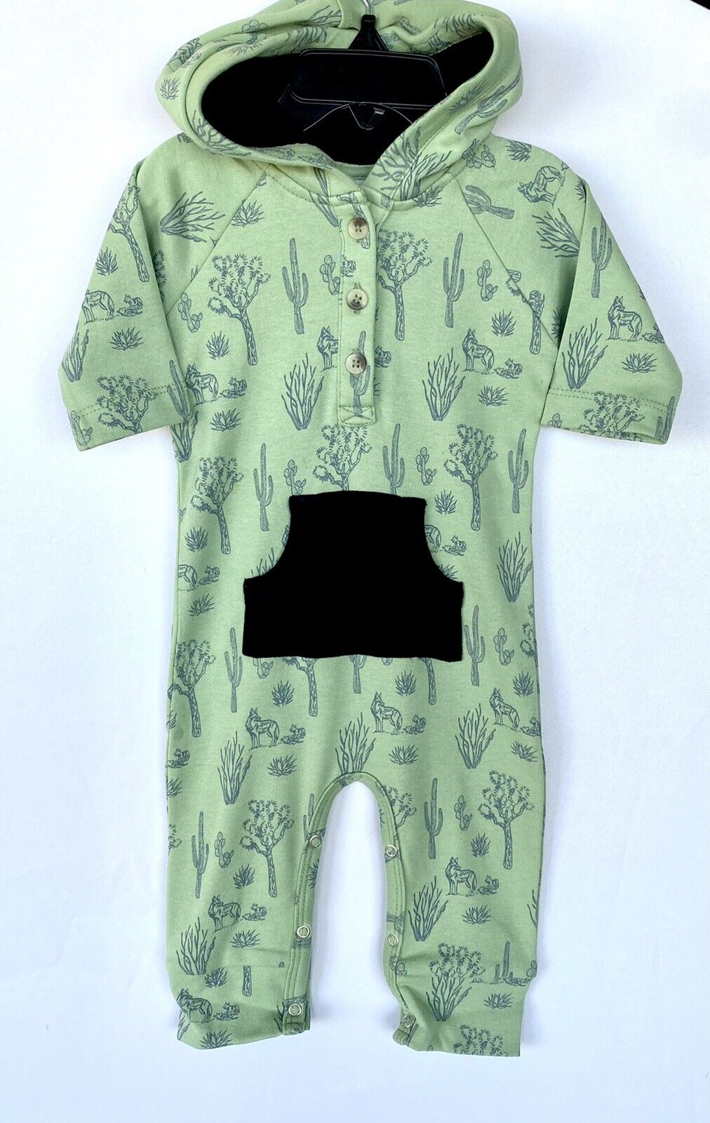 Kate Quinn 100% Organic Cotton Hooded Jumpsuit Retail $38 Price $28 0-3 M Green