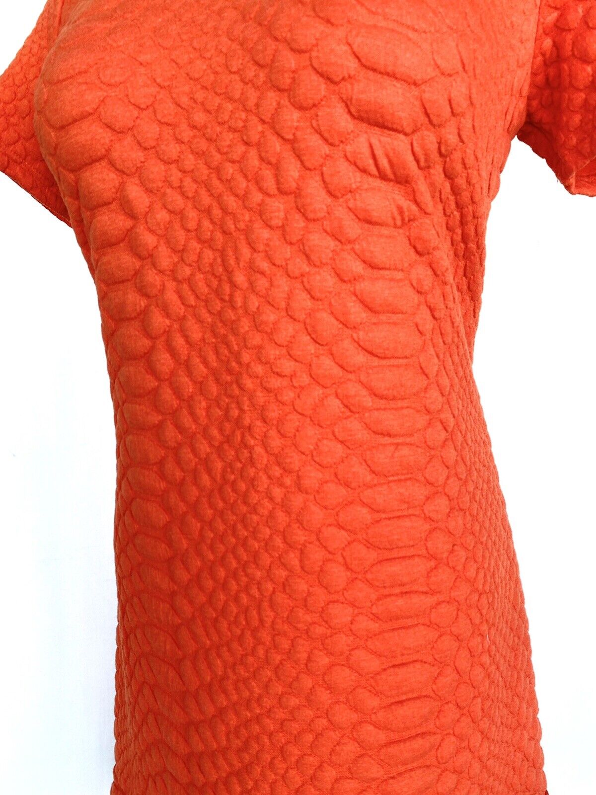 sharagano orange textured print Ruffle Hem dress Retails $99 Price $46 Size 4