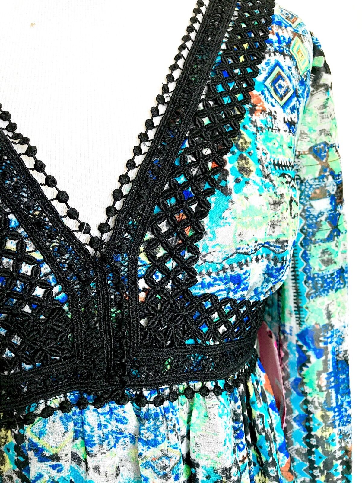 Betsey Johnson Crochet Trim Gypsy Dress Size 2 NWT Retail $138 Price $42