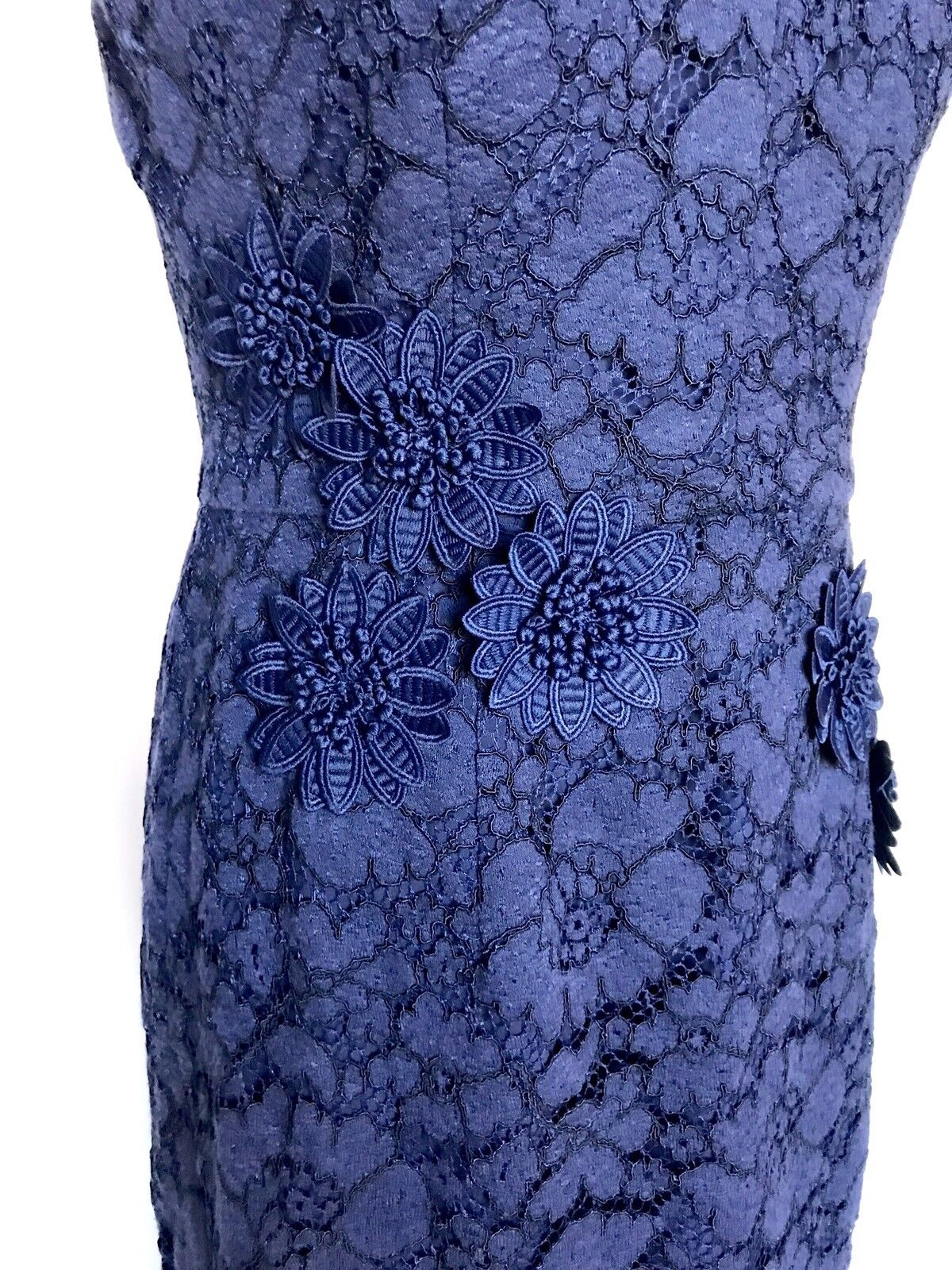 Maggy London Blue Lace Flower Appliqué Dress NWT Retails $178 Price $74 Size 8