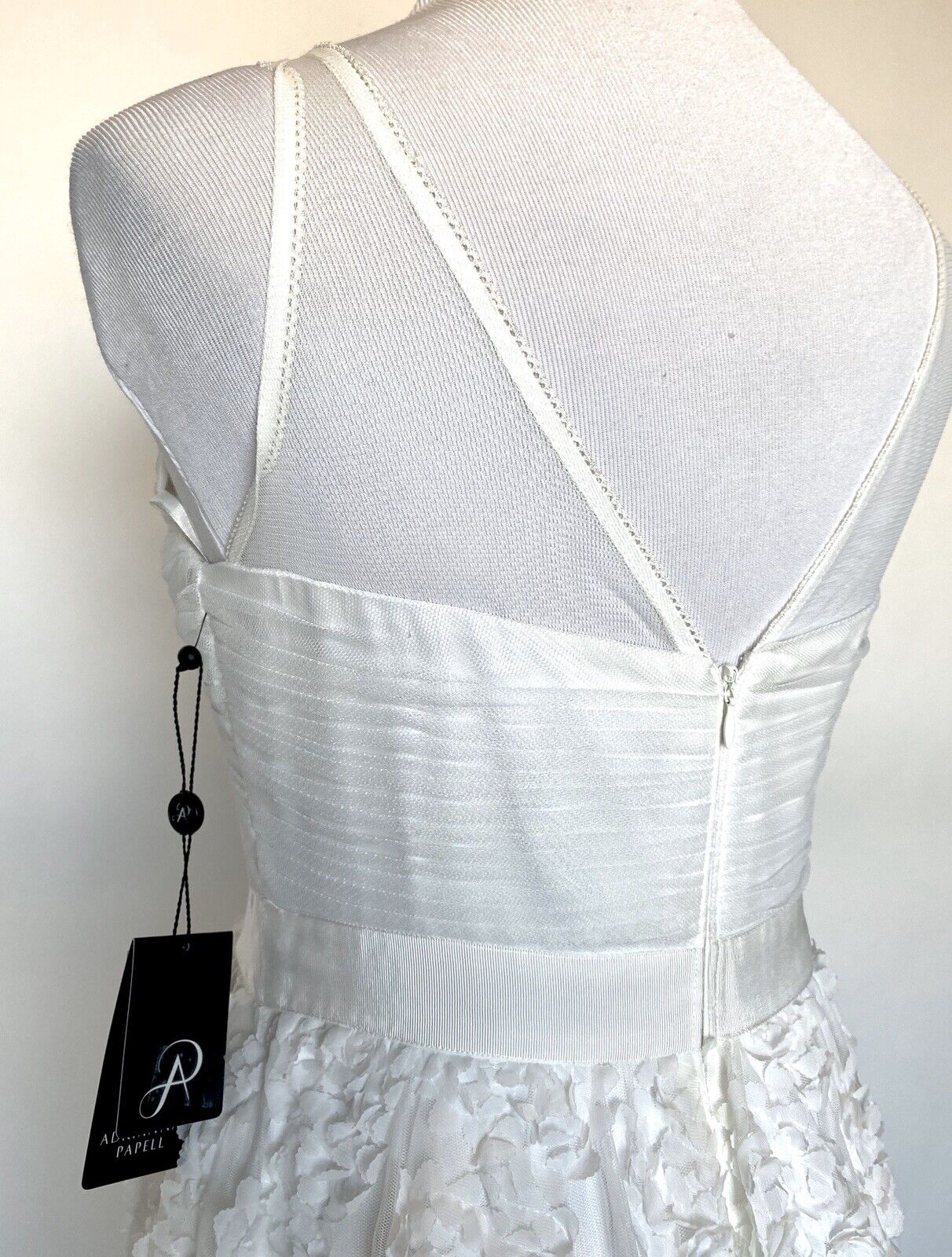 Adrianna Papell White Mesh Neck Wedding Dress NWT Size 6 Retails $299 Price $175