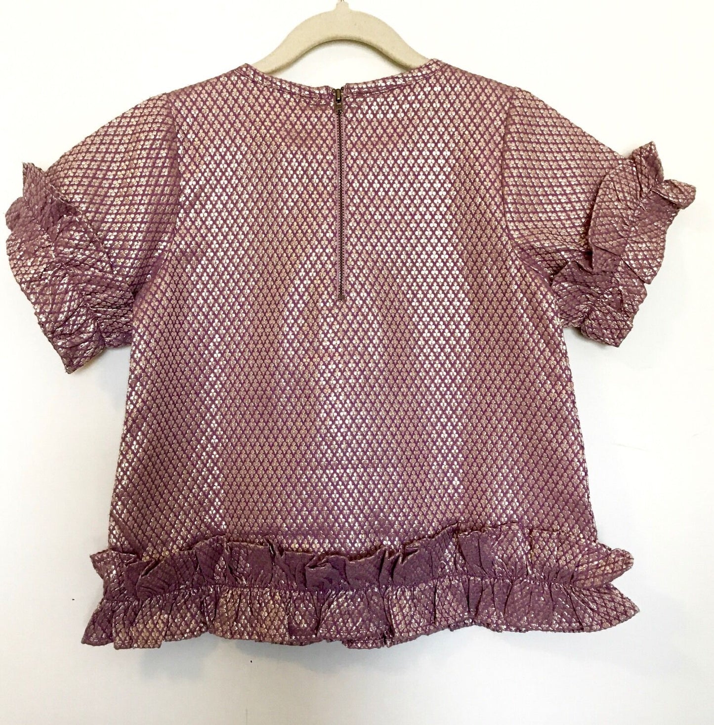 Peek Lilac And Gold Ruffle Top. NWT Age XS (2-3) Price $23.98 (Retail $48)