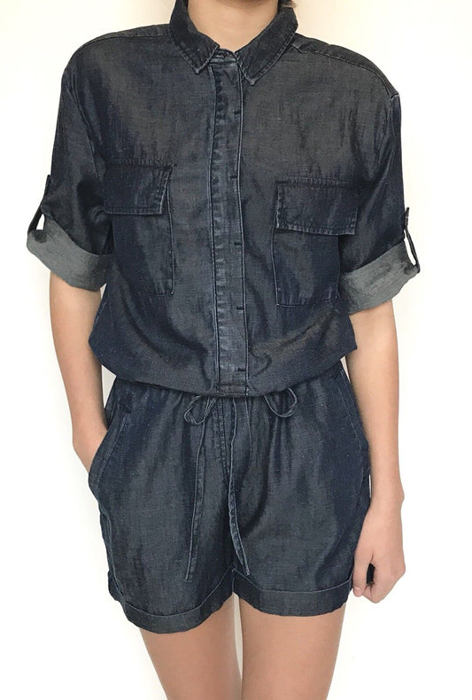 AllSaints Jura Playsuit / Romper  Denim Blue NWT Retail $250 Price $98 Size 2