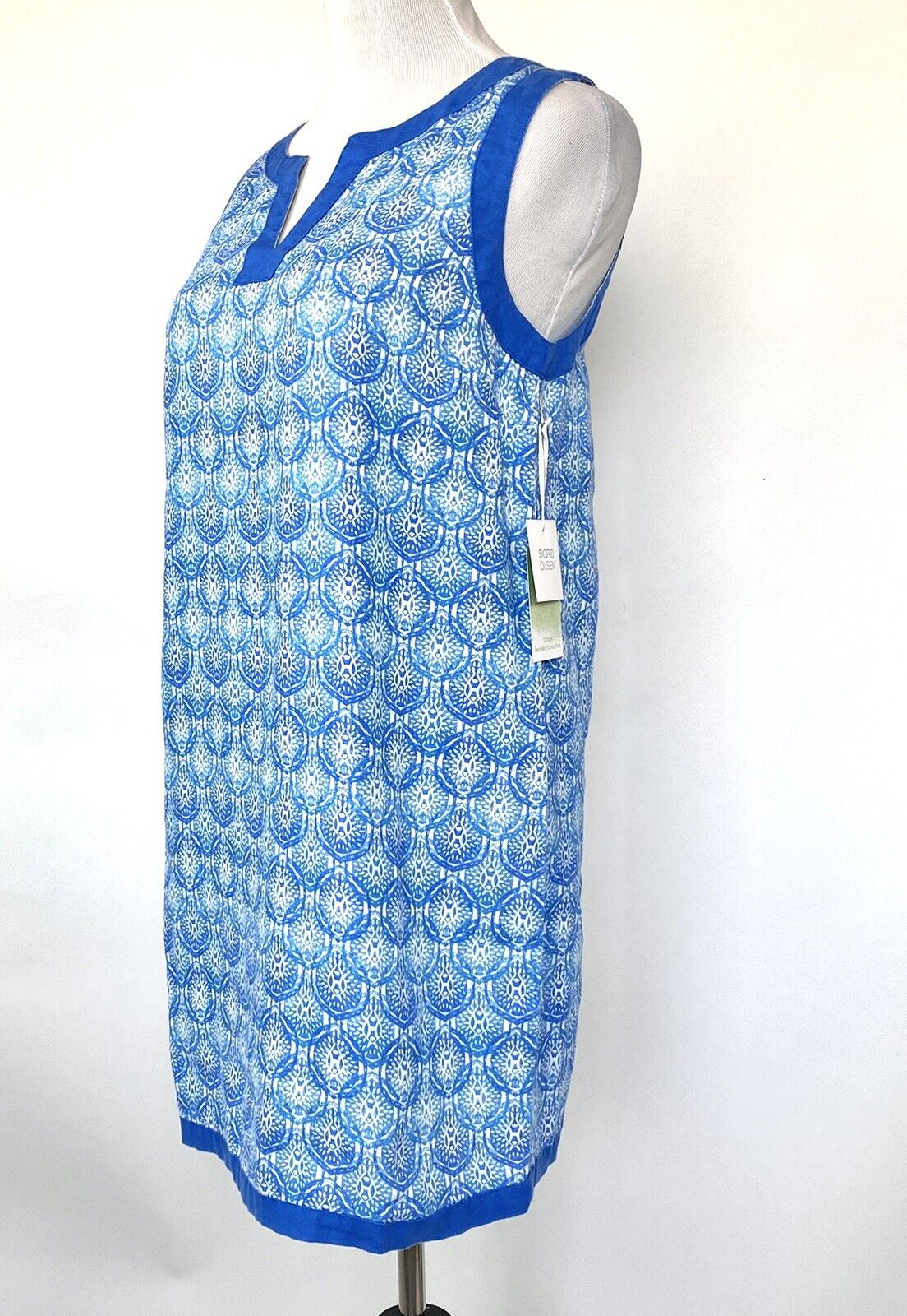 Sigrid Olsen 100% Linen Blue Sleeveless Dress. Retail $119 Price $55 Size M NWT