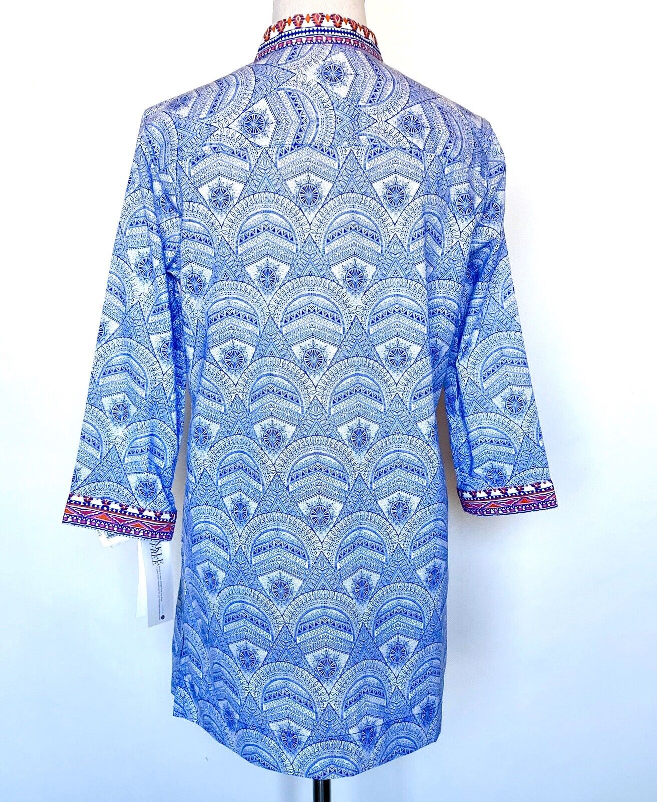 Blue Beach 3/4 Sleeve Tunic Retail $89 Price $29 NWT Sz 2 Cotton
