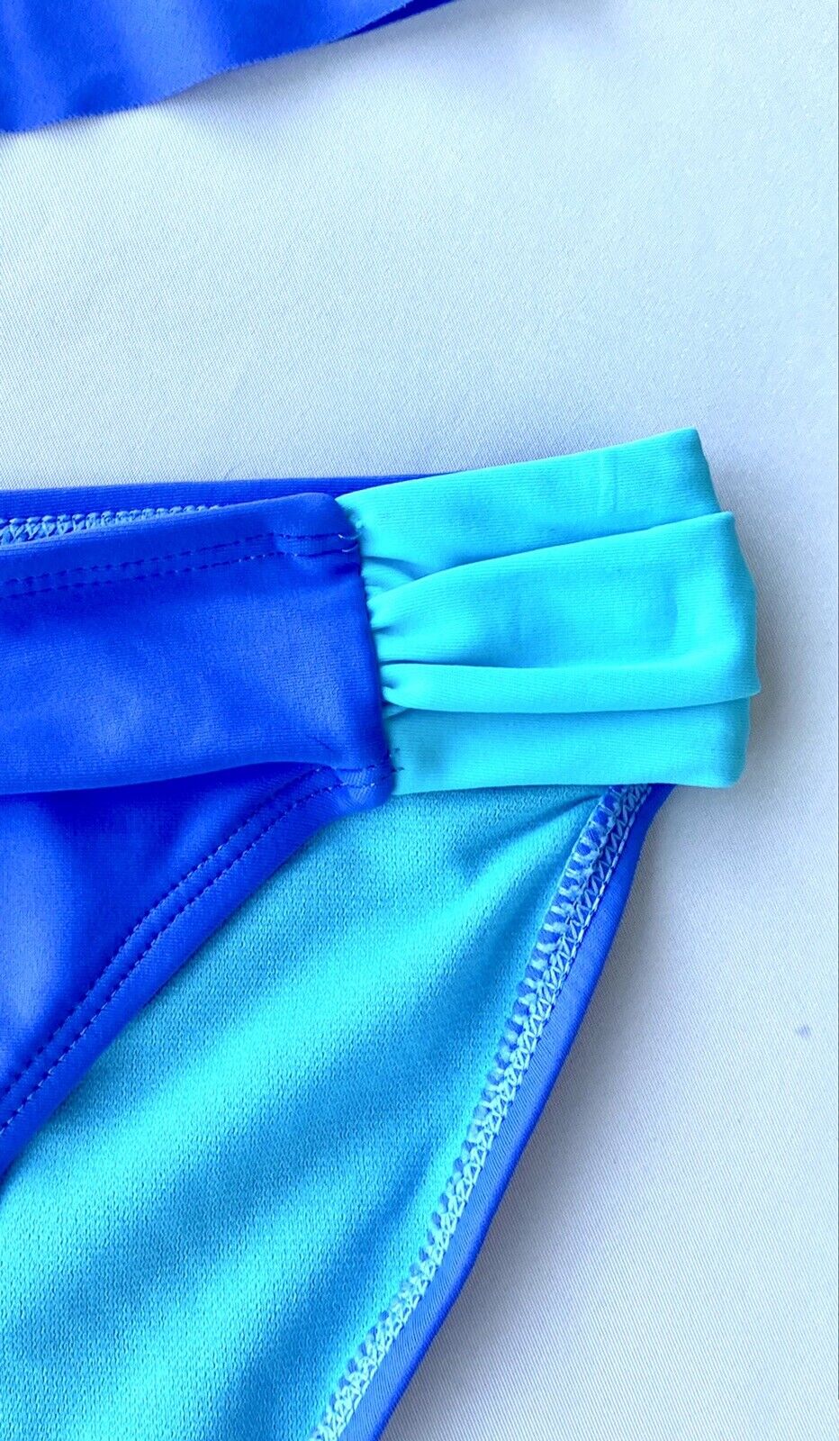 Angel Beach Blue Flounce Laser Cut Out Bikini Age 12 Price $24.99 UPF 50+