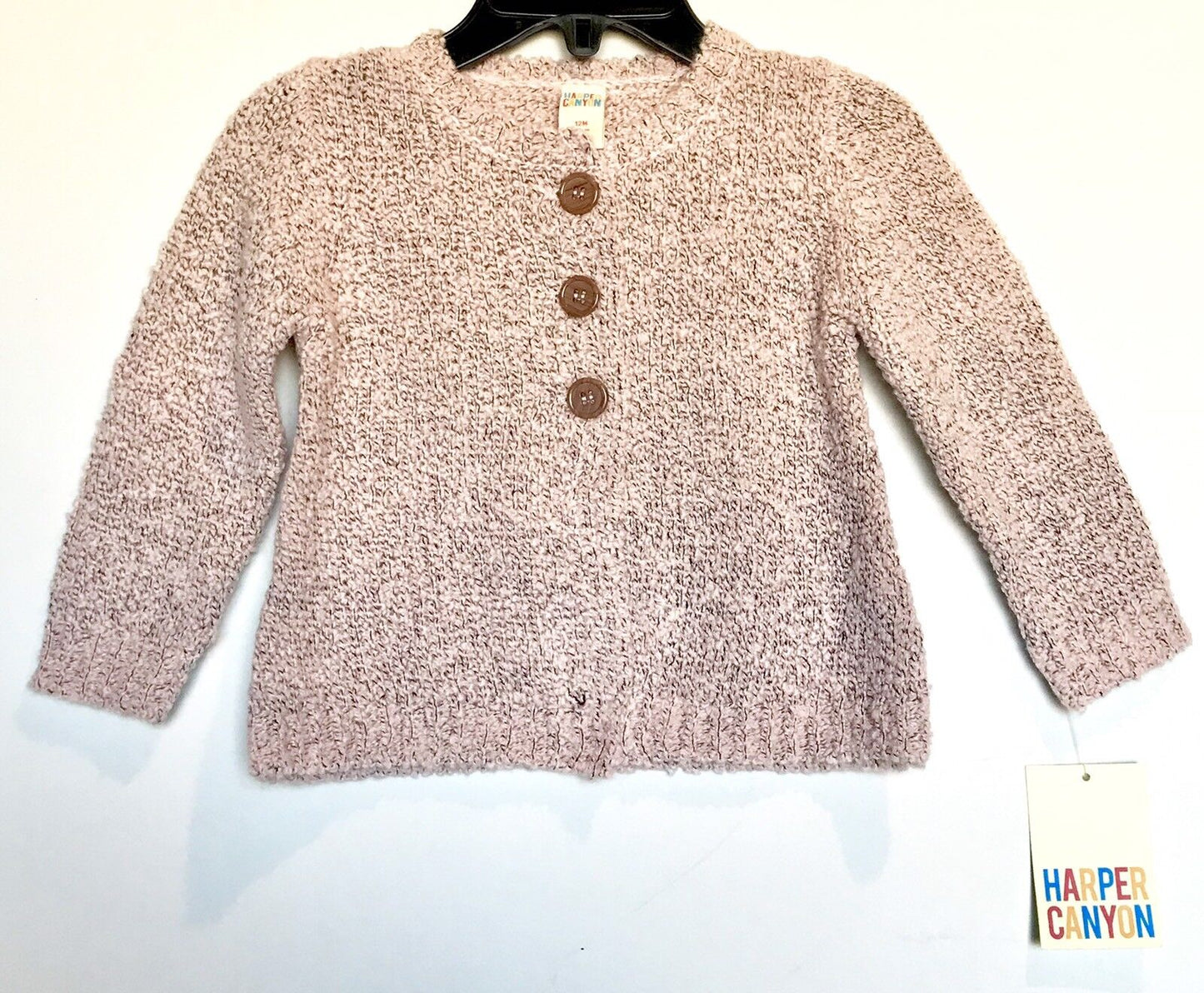 NEW Harper Canyon Soft Teture Pink & Gray Fleck Cardigan 18 Months NWT Price $15