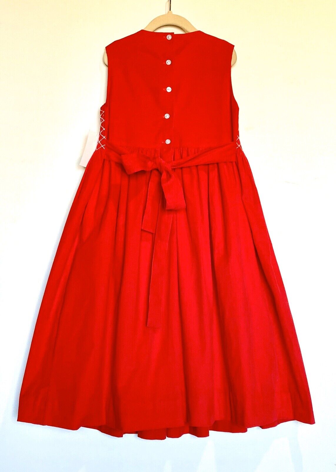 Sorbet Full Skirt Baby Cord Smocked  Red Dress. NWT Age 8 Retails $99 Price $35