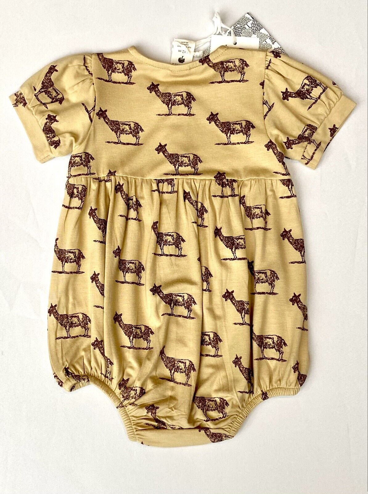 Kate Quinn Bamboo bubble Romper Retail $42 Price $30 6-12M Tan Billy Goat