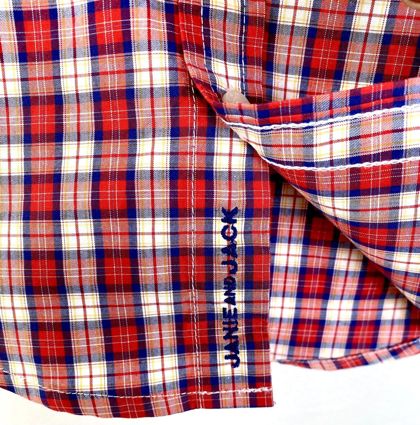 Janie And Jack Red And Blue Plaid LS Shirt Age 3 Retail $35 Price $25 NEW
